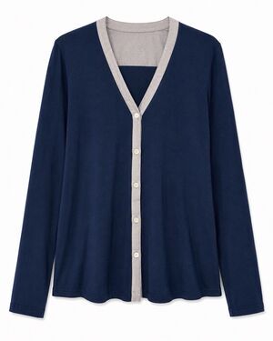 Van Laack Cardigan Sweater Women's Small Blue Button Front Lufthansa First Class